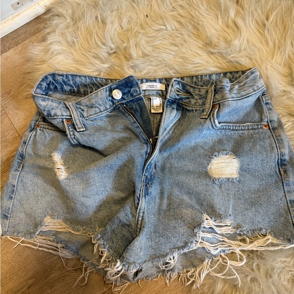 Forever 21 Denim Distressed Jean Shorts